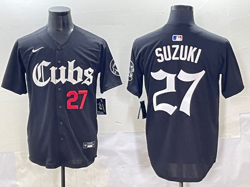 Men 2025 Chicago Cubs #27 Suzuki Black Five generations Joint Name Nike MLB Jersey style 6->los angeles dodgers->MLB Jersey